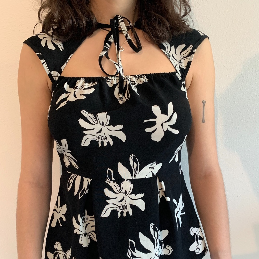 Nasty Gal B&W floral blouse